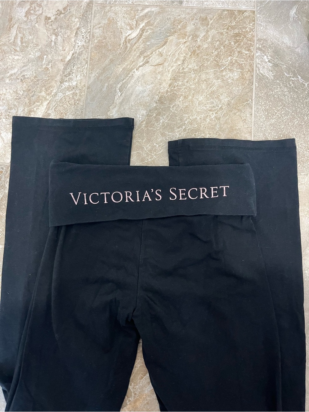 Victoria's Secret Black Fold-Over Waist Leggings